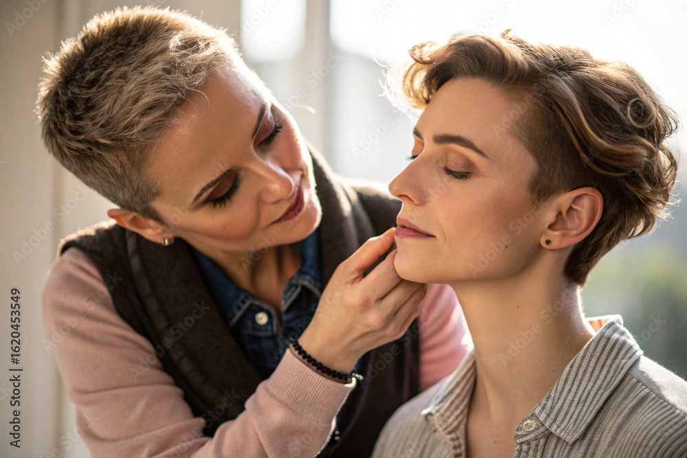 Makeup artist applies makeup in natural light. Lifestyle, advertising, beauty blog. Makeup artist applies makeup in natural light. Lifestyle, advertising, beauty blog.