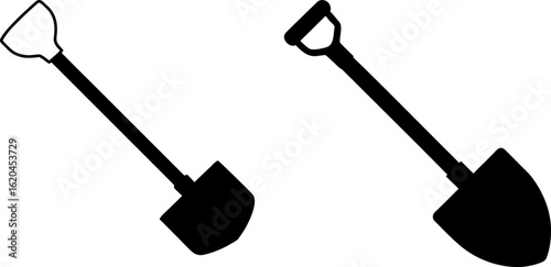 Black shovel silhouette set, Set of Black shovel silhouette, Black shovel silhouette collection, Vector of shovel, shovel silhouette, shovel isolated on white background