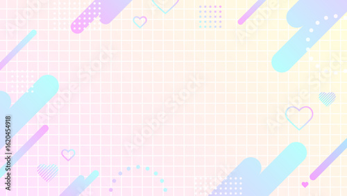 ネオンカラーのグラデーション　ポップ なハート 背景　16:9