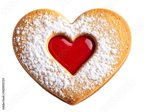Heart-Shaped Christmas Cookie Dusted with Powdered Sugar PNG