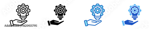 Gear And Lightbulb  Icon Set Multiple Style Collection