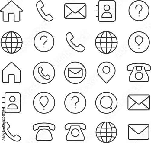 Set of Web and Business Icons in Vector Style for Communication and Design