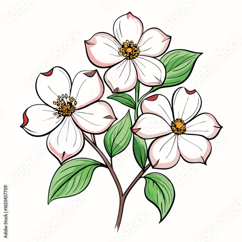 beautiful dogwood flower vector on white 