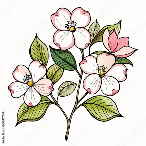 beautiful dogwood flower vector on white 