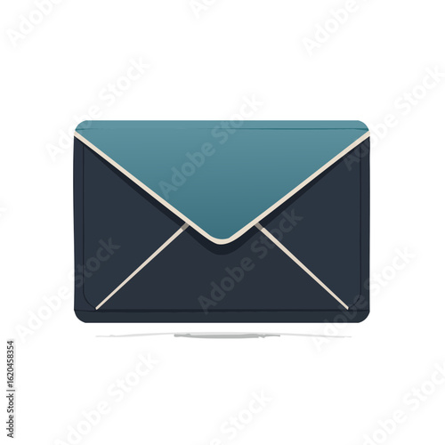 Illustrated Mail Envelope, Message Delivery, Teal and Navy Blue, Shadow