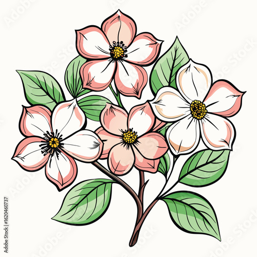 beautiful dogwood flower vector on white 
