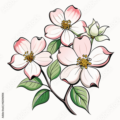 beautiful dogwood flower vector on white 