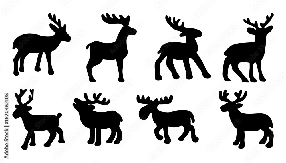 Fototapeta premium funny reindeer silhouettes