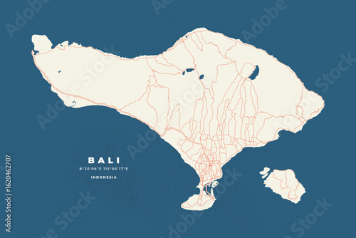 Bali map vector poster flyer