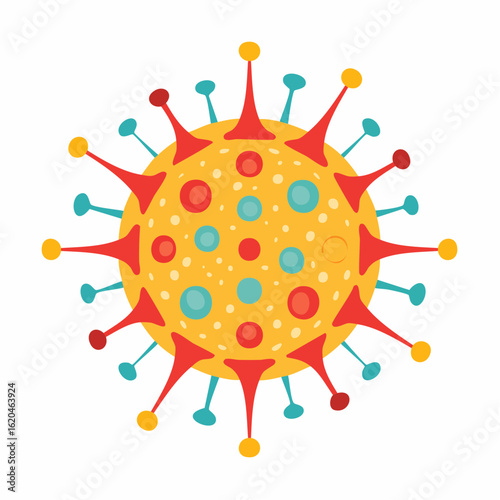 Stilisierter Virus mit Stacheln – Vektorillustration im flachen Stil