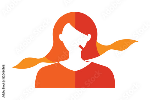 Faceless Woman Breaking Chain of Silence – Abstract Orange Vector Illustration