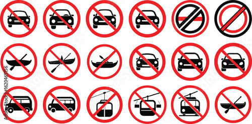Collection of international prohibition signs for various activities and vehicles Free Download Collection of international prohibition signs for various activities and vehicles - GFXLoad