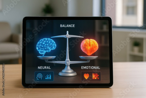 Wallpaper Mural Neural and emotional balance concept on digital tablet showing leadership with ethics and logic for mental and emotional harmony in decision making and personal growth Torontodigital.ca