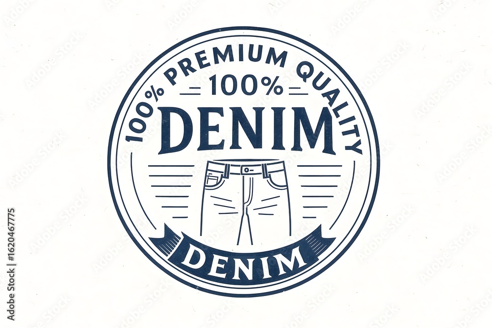 Fototapeta premium Premium Quality Denim Logo | Round Badge with 100% Denim Design | Premium Denim Product Seal,Premium Quality Denim Label ,Premium Quality Denim badge, Premium Quality Denim stamp