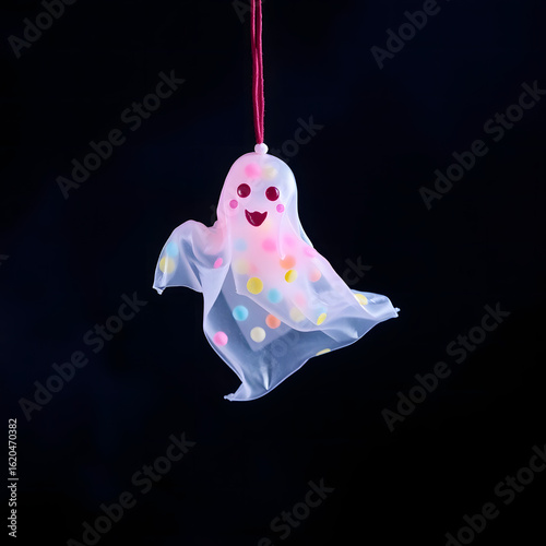 cute hanging ghost toys for halloween decoration or party in dark background
