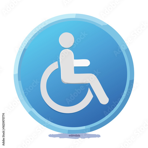 Accessible sign illustration blue round icon symbolizes accessibility and inclusivity for people with disabilities worldwide