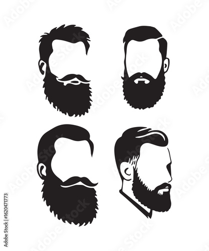 Silhouettes of Bearded Men with Stylish Haircuts