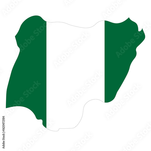 Nigeria Flag in Map, Nigeria Map with Flag, Country Map, Nigeria Map with Flag, Nation Flag Nigeria
