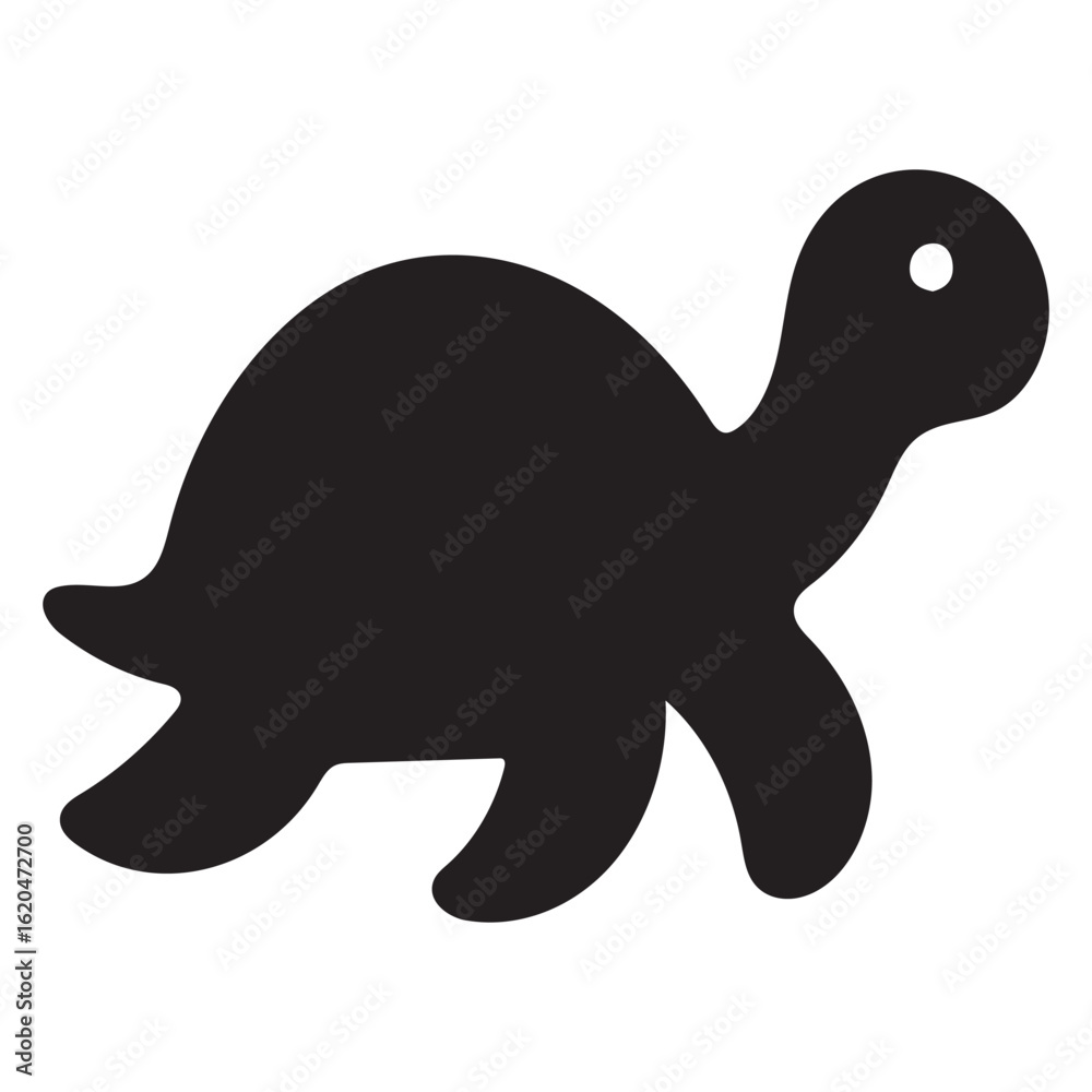 Fototapeta premium Black tortoise cartoon illustration silhouette