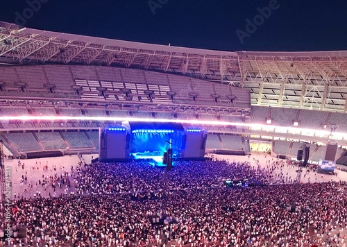 People at the concert stadium of famous singer