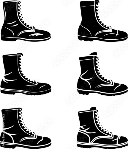 black silhouette vector illustrations of boxing boots