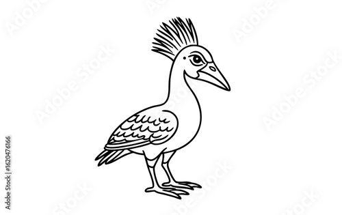 Illustration of Hoatzin Bird in Nature, Wildlife Art, Exotic Environment, Vector Design