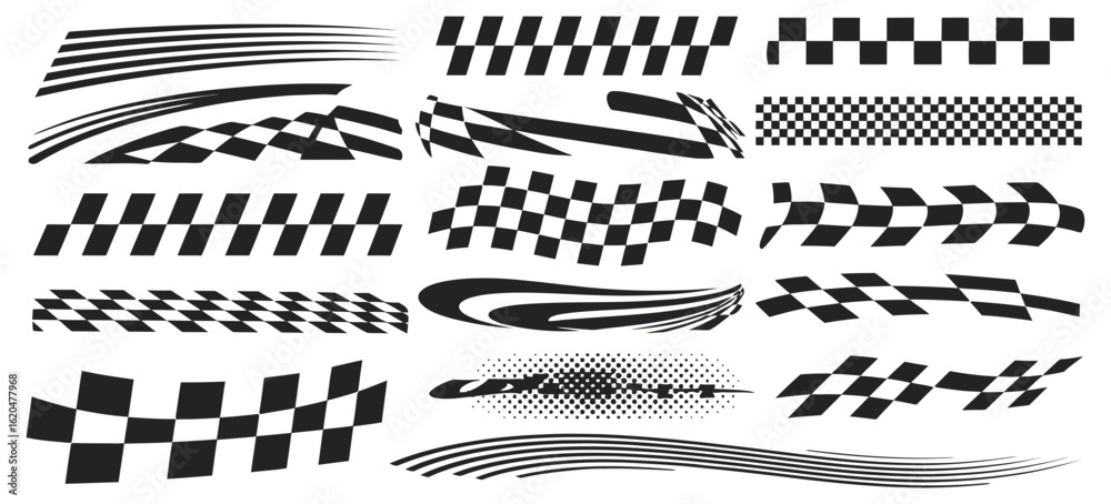 custom made wallpaper toronto digitalRacing stripe vector set with race car designs, checkered flags, dynamic speed lines, decal patterns, automotive graphics, and black and white motorsport finish line elements

