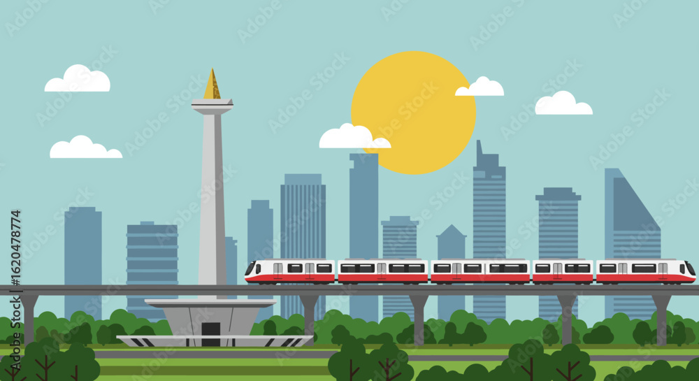 Obraz premium Jakarta City Skyline Vector Illustration – Welcome to Indonesia’s Capital