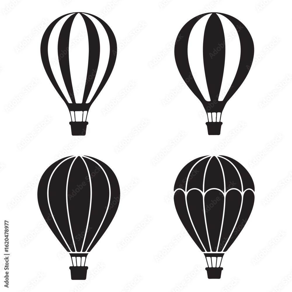 Obraz premium Bright hot air balloon vector illustration isolated on white, symbolizing travel and ideas