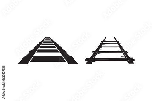 Two sets of railroad tracks converging into the distance