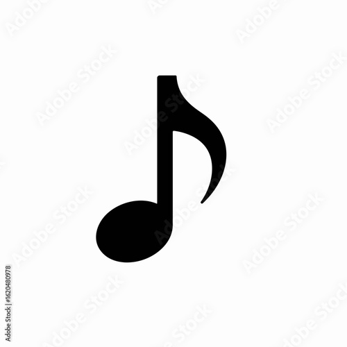 Simple black musical note graphic on a white background.