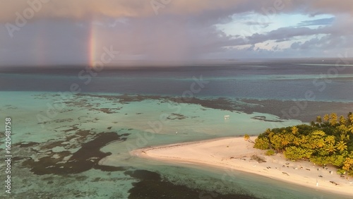 Fototapeta Naklejka Na Ścianę i Meble -  Aerial Paradise in the Maldives – Crystal Clear Water, Islands & Overwater Bungalows