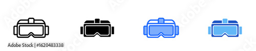 Virtual Reality Headset  Icon Set Multiple Style Collection