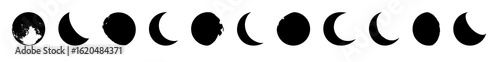 phases of the moon silhouette representing different time of the month