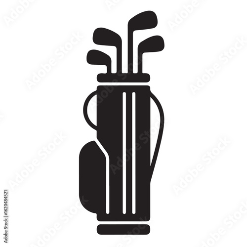 Golf Bag Silhouette with Clubs – Minimalist Sports Equipment Icon