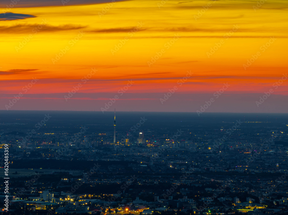 Naklejka premium Berliner fernsehturm, Berlin TV Tower during sunset, Berlin Landscape, Germany