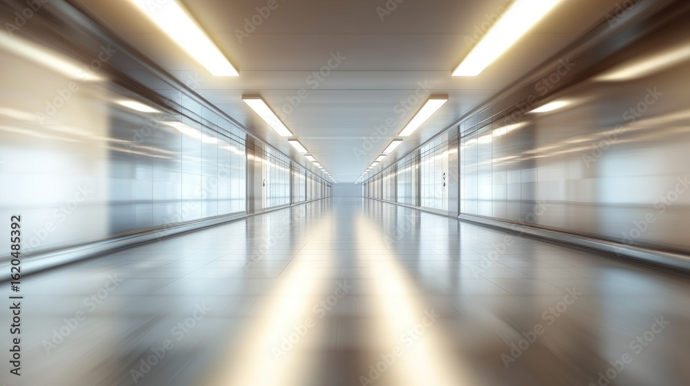 Fototapeta premium Futuristic Corridor: Modern Architecture's Endless Perspective