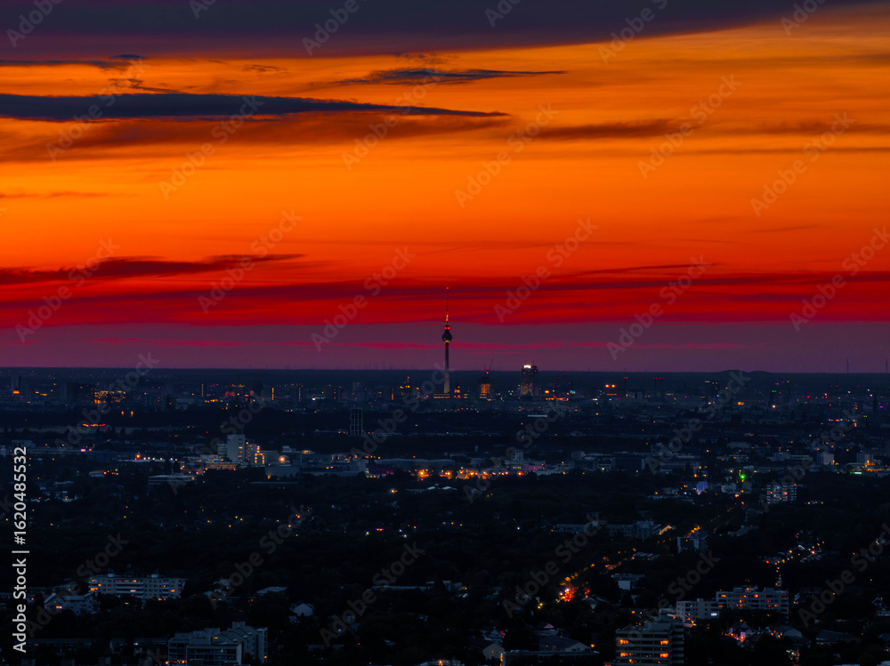 Fototapeta premium Berliner fernsehturm, Berlin TV Tower during sunset, Berlin Landscape, Germany