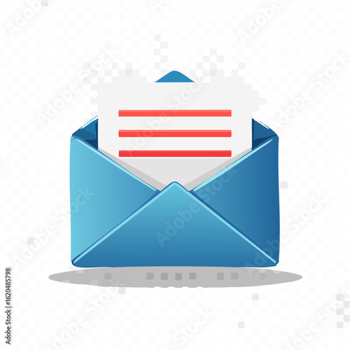 Open blue envelope with letter Inside vector illustration graphic design email notification marketing correspondence communication