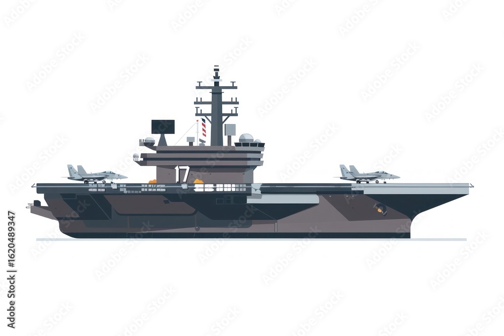 Fototapeta premium Modern aircraft carrier illustration