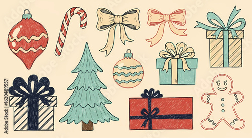 Festive Holiday Collection Ornaments, Gifts, and Sweet Treats