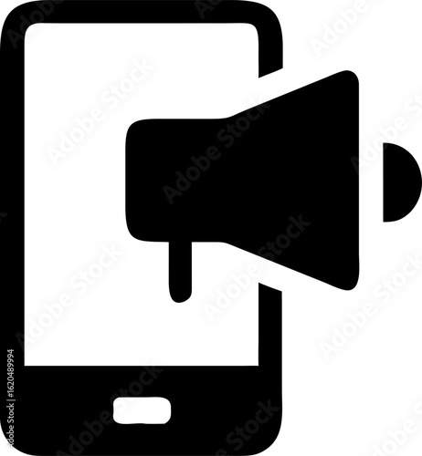 Mobile Marketing Silhouette Icon – Digital Advertising & Smartphone Strategy

