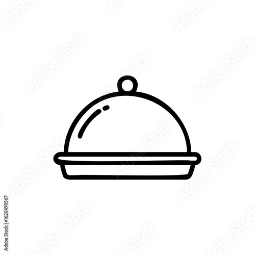 Outline icon a covered food tray with a handle dish cloche
