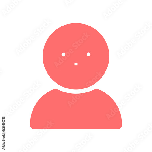 1人の人物のバストアップの赤いシルエットアイコン･ピクトグラム -シンプルな人の顔のイラスト素材