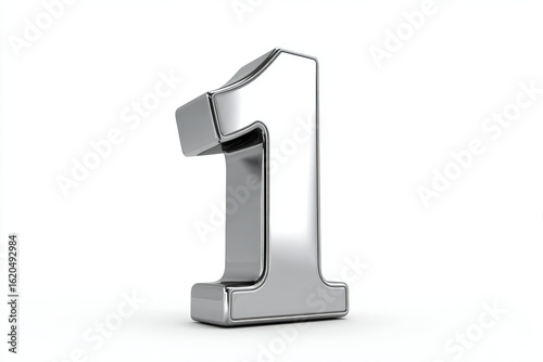 a silver number one on a white background