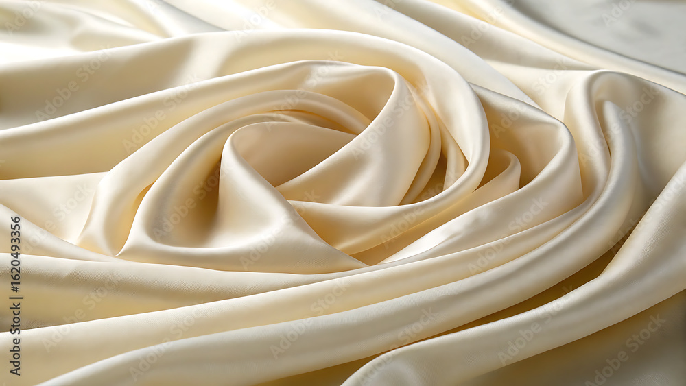Obraz premium Luxurious cream silk fabric draped in elegant swirls and soft folds