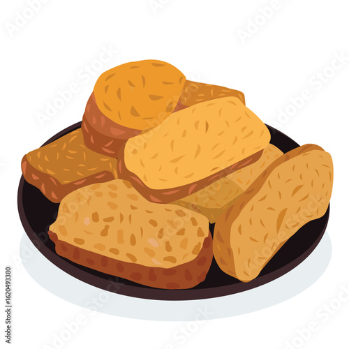 fried tempe. Soy tempeh illustration