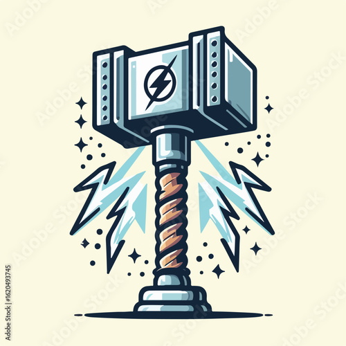lightning aura hammer illustration 