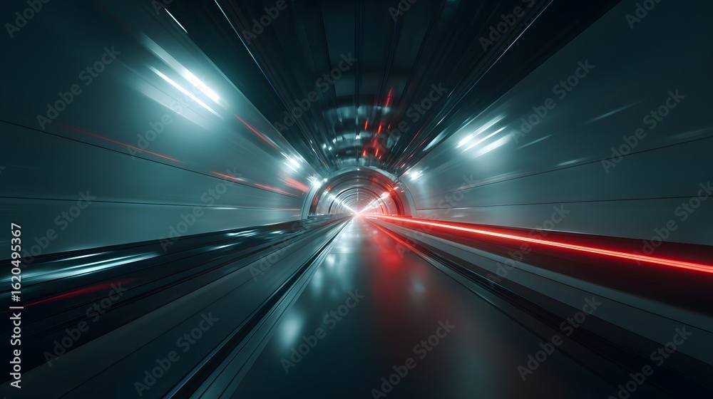 Fototapeta premium Futuristic tunnel with vibrant light effects.