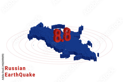Russia's 8.8 magnitude earthquake vector illustration